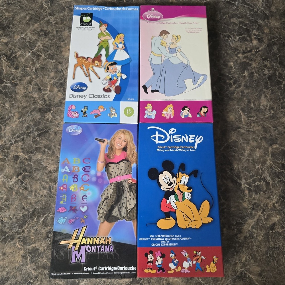 Cricut Disney Cartridge Lot 4 Classics Happily Ever After Mickey Hannah Montana